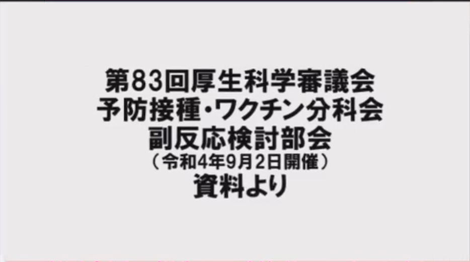 第83回厚生科学審議会　予防接種・ワクチン分科会　副反応検討部会（令和４年9月2日開催）資料より